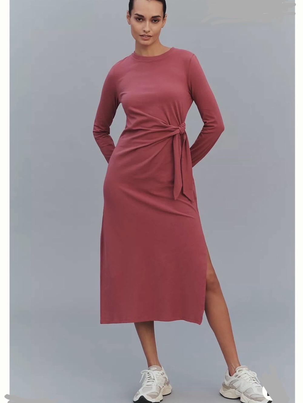 Brand New Daily Practice Tie-Breaker Long Sleeve Midi Dress